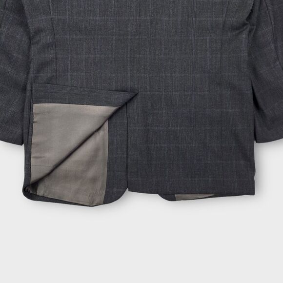 John W Nordstrom Loro Piana Suit Mens 40R 34x29 Windowpane Check Charcoal Wool - Picture 10 of 16